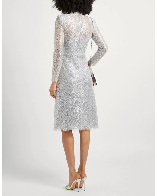 Dolce & Gabbana Gray Solid Lace Long-Sleeve Dress