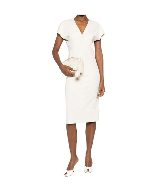 Patrizia Pepe White V-Neck Short-Sleeve Dress