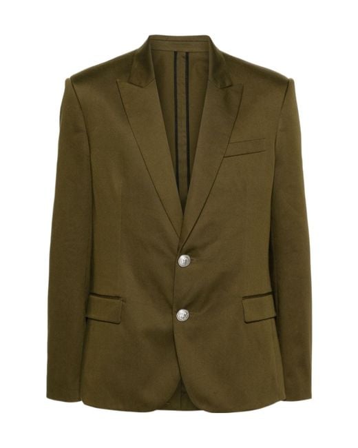 Balmain Green Cotton Single-Breasted Blazer for men