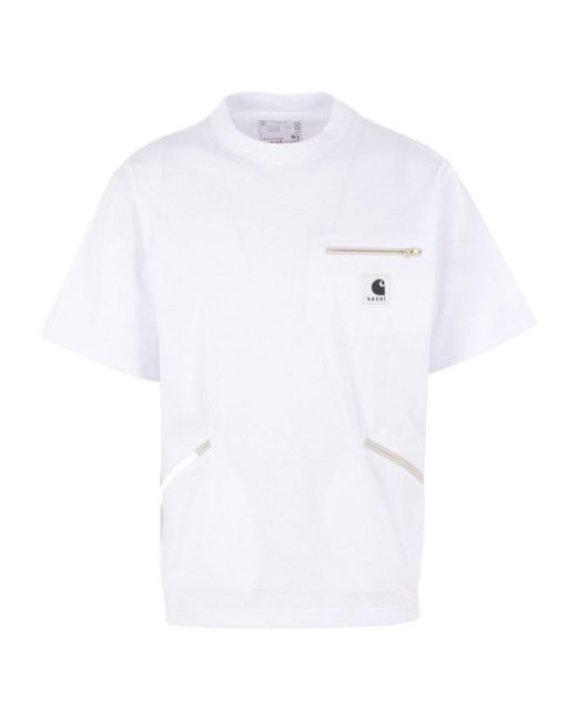 SACAI X CARHARTT WIP White Jersey T-Shirt for men