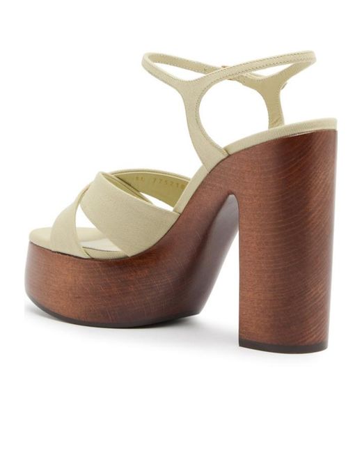 Saint Laurent White Bianca 125 Canvas Platform Sandals