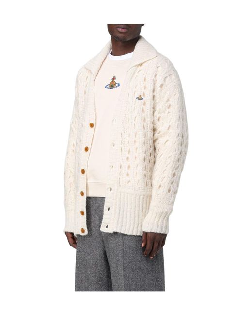 Vivienne Westwood White Lacework Knit Cardigan for men