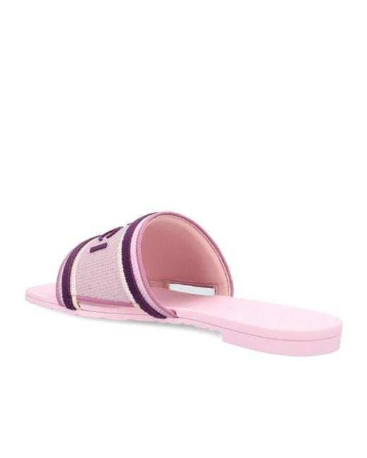 Gucci Pink Logo Lettering Slip-On Slides