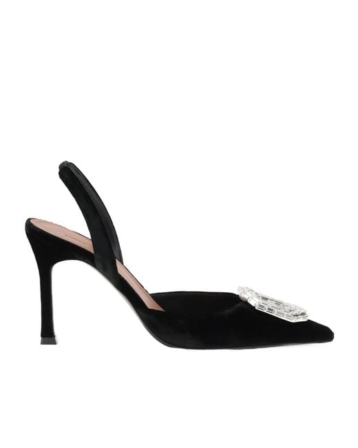 AMINA MUADDI Black Pointed High-Heeled Sandals