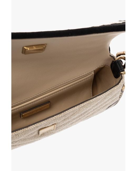 Tory Burch Natural Small Kira Mixed-Media Shoulder Bag