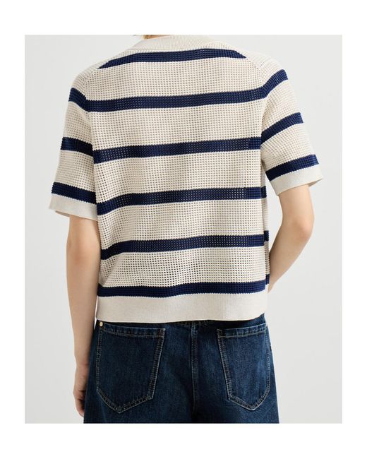 Brunello Cucinelli White Net Striped Cardigan