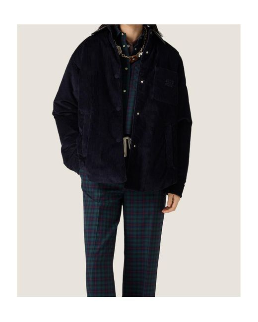 Miu Miu Blue Corduroy Down Jacket