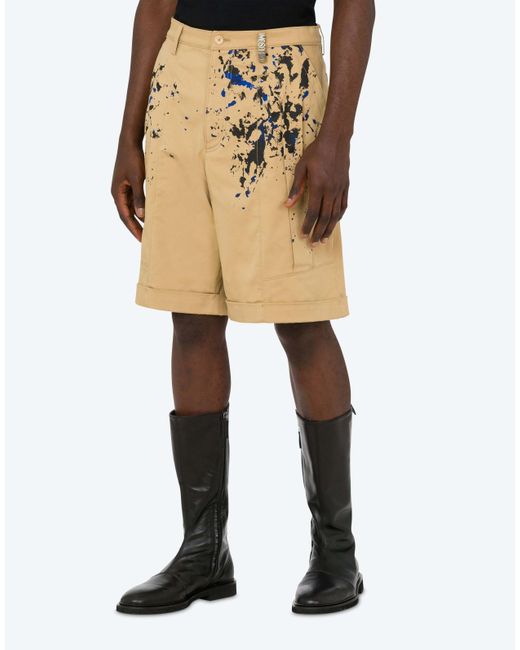 Moschino Natural Painterly-Print Cotton Shorts for men