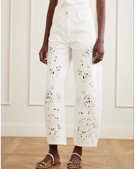 Farm Rio White Mid-Rise Jeans