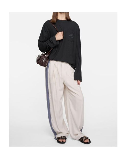 Acne White Elastic Waist Casual Pants for men