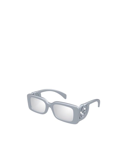 Gucci White Eyewear Rectangular Frame Sunglasses