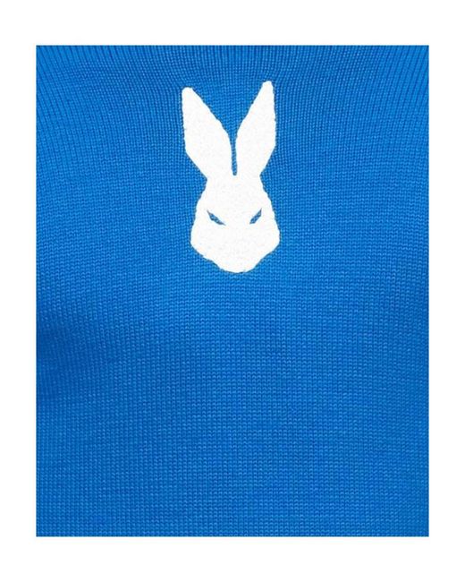Maison Margiela Blue Distressed Effect Ribbed Knit Jumper for men