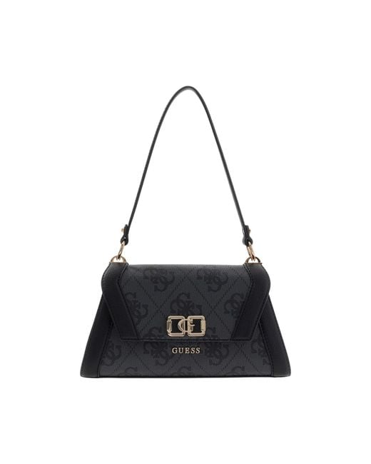 Guess Black Karnilla Monogram-Pattern Shoulder Bag