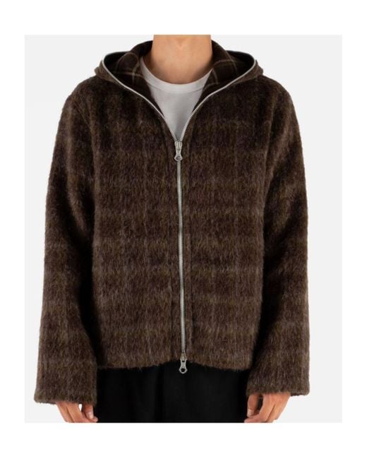 Our Legacy Black Hairy Wool Check Zip-Up Sweatshirt for men