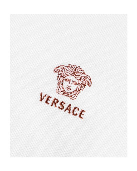 Versace Blue Minimalist Short-Sleeve Polo Shirt