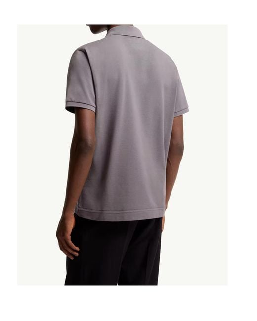 Moncler Gray Logo Patch Short-Sleeved Polo Shirt for men