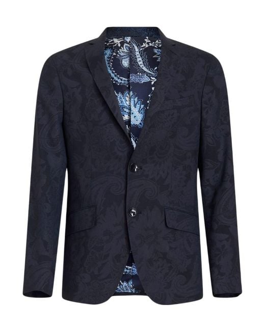 Etro Blue Single Breasted Long Sleeved Blazer for men