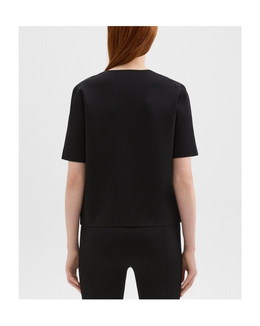 Theory Black Short-Sleeved Crewneck Jersey T-Shirt