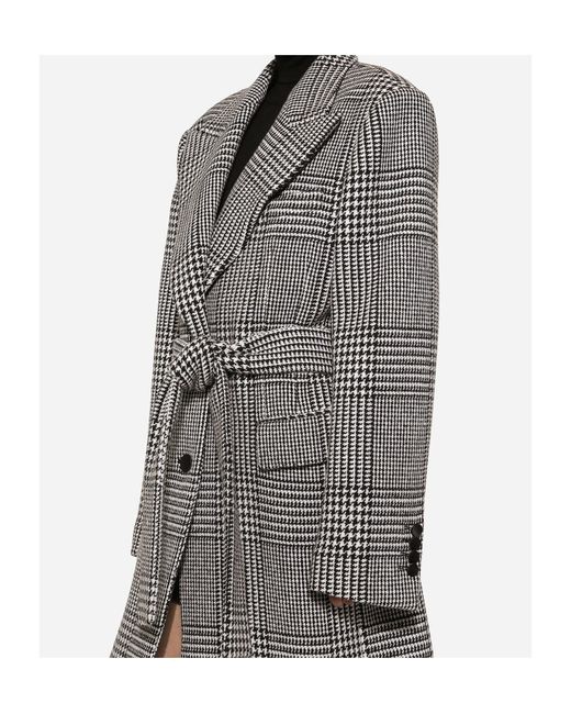 Dolce & Gabbana Gray Check-Pattern Coat