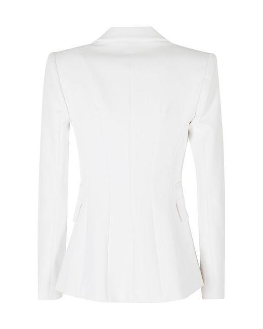 Elisabetta Franchi White Notched-Lapels Single-Breasted Blazer