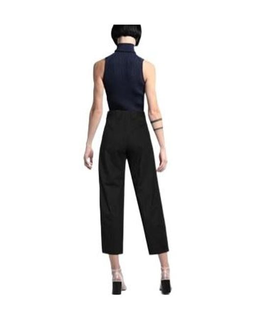 Ganni Blue High-Waisted Pinstripe Tailored Trousers