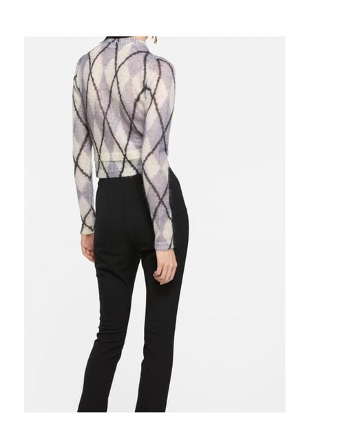 Acne Gray Diamond-Pattern Mohair Cardigan