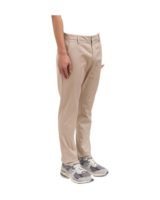 Dondup Natural Gaubert Logo Plaque Pants for men