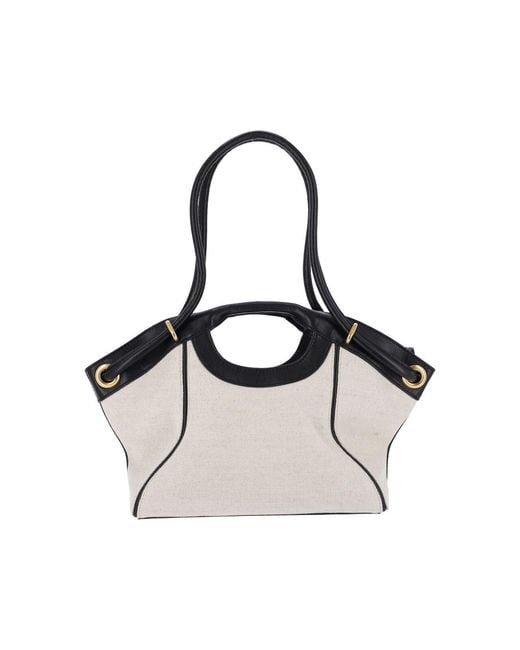 Balmain Natural Contrast Trim Tote Bag