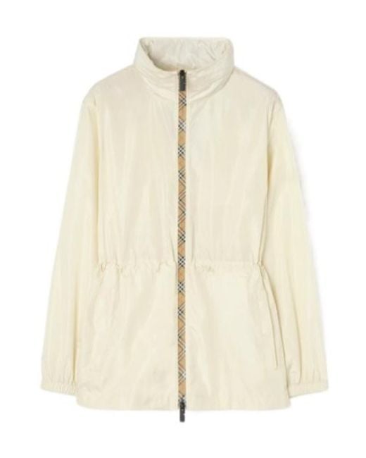 Burberry Natural Short Checker-Tape Nylon Parka