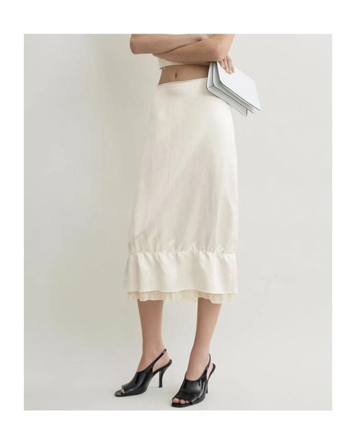 Totême  White Layered Satin Skirt