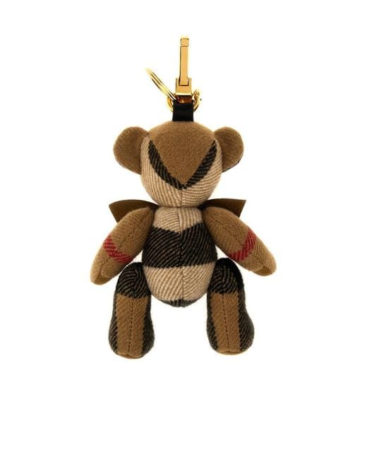 Burberry White Checked Bear Keychain