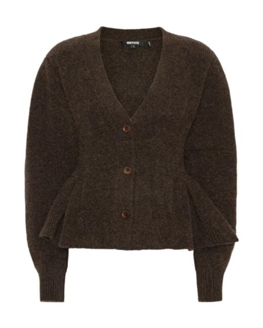 ROTATE BIRGER CHRISTENSEN Brown Peplum Cardigan