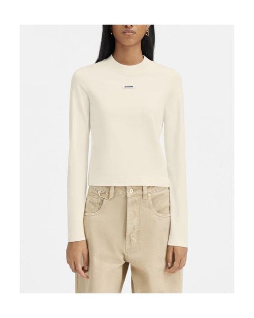 Jacquemus White Le T-Shirt Gros Grain Top