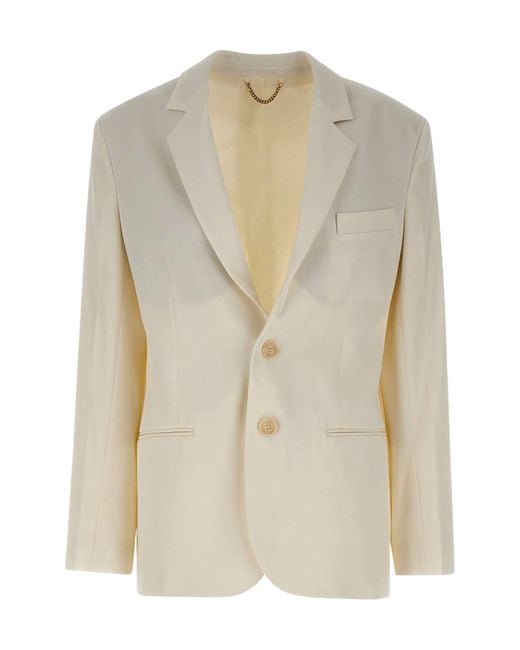 Victoria Beckham Natural Single Breasted Tailored Jacket