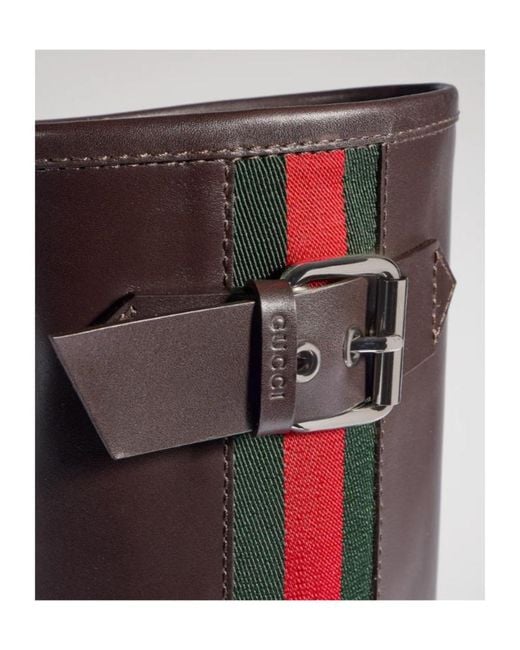 Gucci Brown Biker Boot With Web