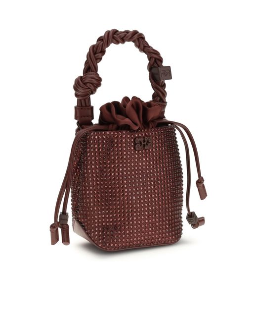 Ganni Red Mini Bou Drawstring Bucket Bag