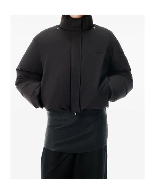 Alexander Wang Black Zip-Up Puffer Cropped Jacket