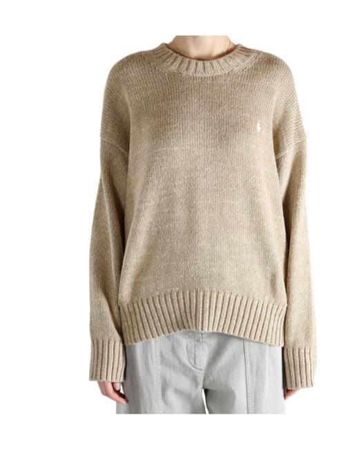Polo Ralph Lauren Natural Logo Embroidered Crewneck Jumper
