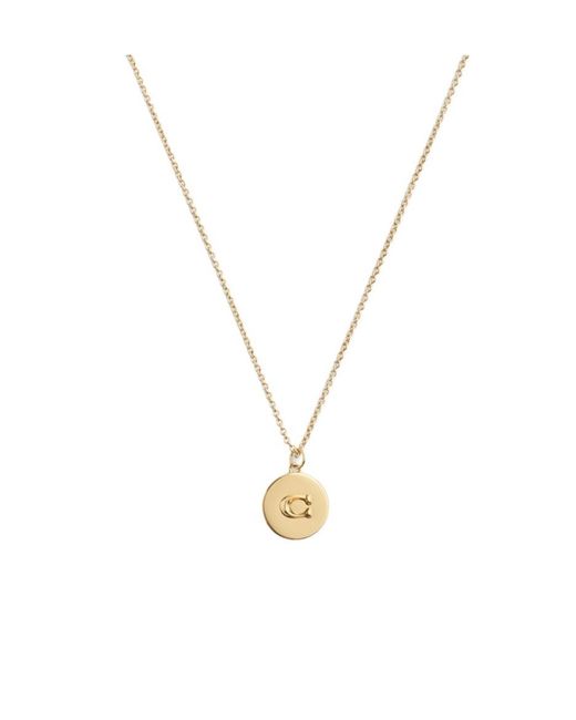 COACH White Signature Coin Pendant Necklace