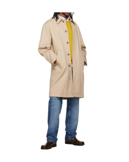 A.P.C. Natural Cotton Gabardine Trench Coat for men