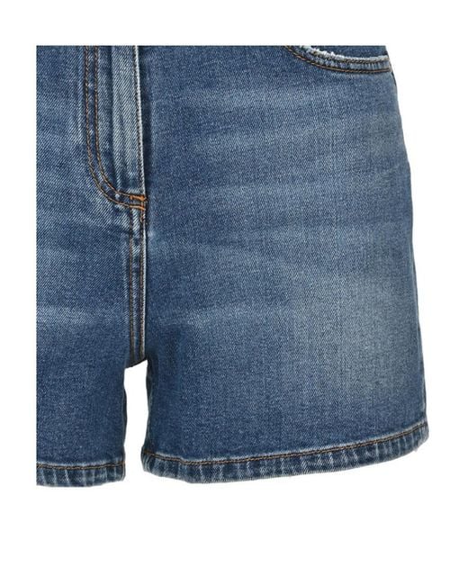 MSGM Blue Logo Denim Shorts