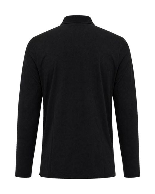 Emporio Armani Black Button Detailed Long-Sleeved Polo Shirt for men