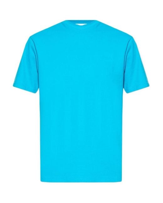 Off-White c/o Virgil Abloh Blue Diagonal Striped Crewneck T-Shirt