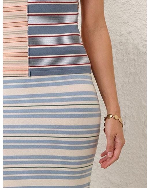 Zimmermann White Rebellion Stripe Midi Skirt