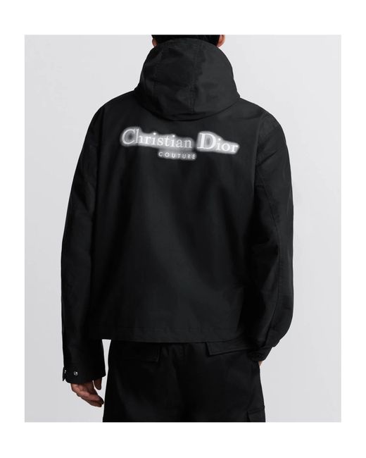 Dior Black Homme Logo Printed Long-Sleeved Jacket for men