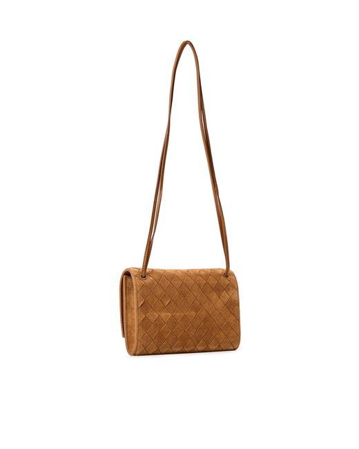 Bottega Veneta White Warm Suede Woven Shoulder Bag