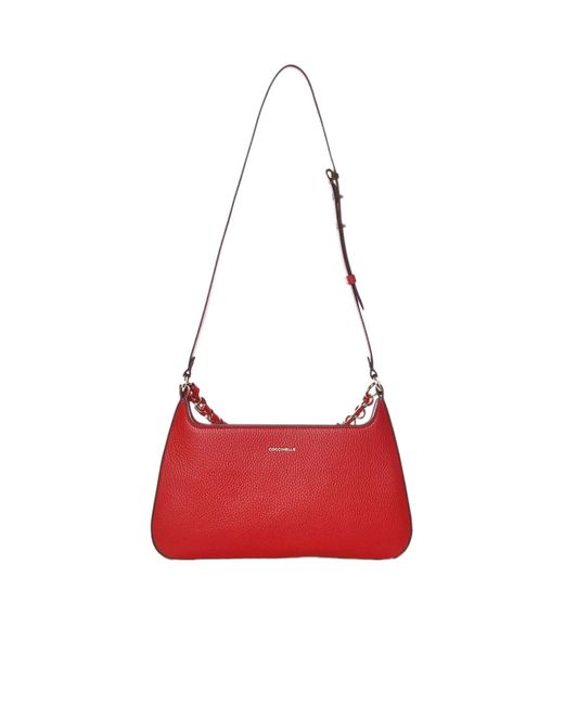 Coccinelle Red Logo Printed Beat Shoulder Bag