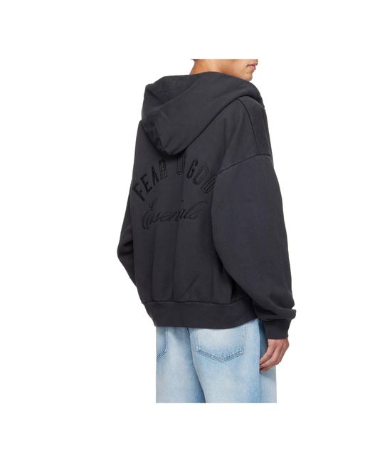 Fear Of God Blue Embroidered Classic Full Zip Hoodie for men