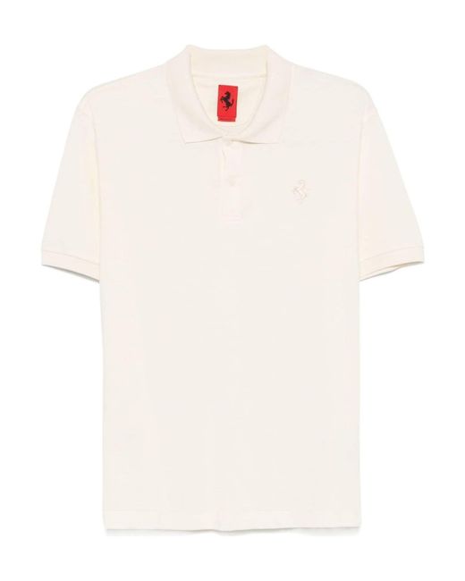 Ferrari White Piqué Polo Shirt for men