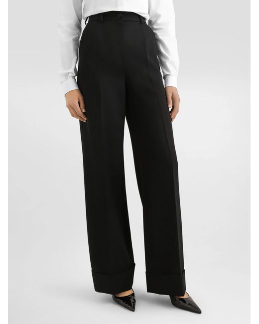 Dolce & Gabbana Black Straight Leg Gabardine Trousers